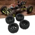 RC Rubber Tires,4PCS RC Rubber Tires Strong Cushioning Wear Resistant Replacement Rubber Tires for Traxxas Kraton 1/8 1/10 RC Car (Black)