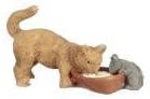 Melody Jane Dollhouse Cat & Mouse Drinking Milk Miniature Pet 1:12 Scale