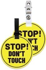 2 Pack PLIGREAT Yellow Stop Don't Touch Baby Car Seat Sign for Newborn Babys Girl Boy No Touching Kissing Baby Reminder