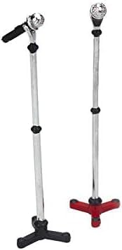 Black Dollhouse Decoration Accessories, 1:12 Miniature Microphone with Stand Play Toy