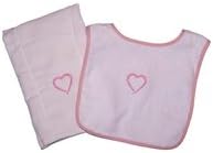 Cute as Buttons Heart Terry Snap Bib and Diaper Burp Cloth Set