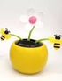1Pc Yellow Solar Dancing Flower Sunflower Decor, Car Swinging Dancing Ornament, Honey Bee Swing Decor, Solar Power Kits