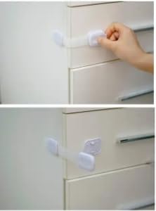 Baby Locks (6-Pack) for Child Safety Cabinet Proofing - Easy Adhesive Drawer Door Latches, No Screws & Magnets