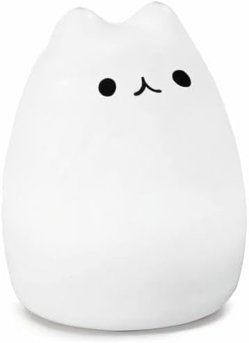 7-Color WoneNice Cute Kitty Night Light, Rechargeable Silicone Cute Lamp with Warm White & Breathing Modes, Touch