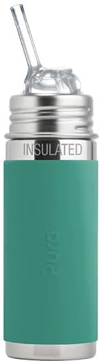 Pura Kid Sippy Cup Bottle - 9oz Stainless Steel Insulated, Silicone Straw, Plastic-Free,