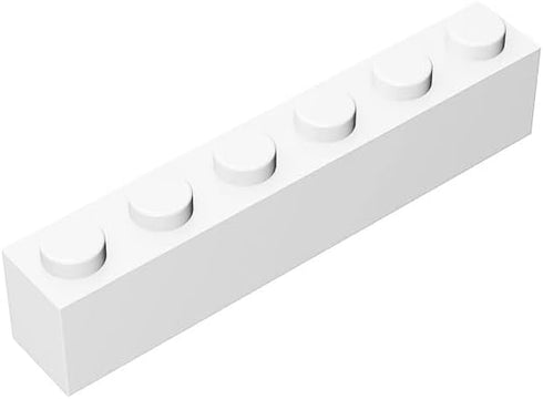 Classic Bulk Brick Block 1x6, 100 Piece White Brick 1x6, Compatible with Lego Parts and Pieces 3009, Creative Play Set - Compatible with Major Brands(Colour:White)
