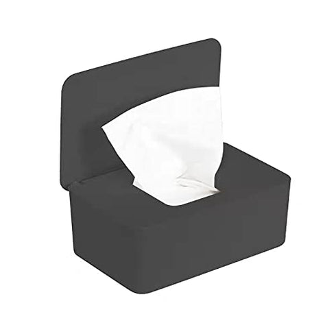 Baby Wipe Holder, Keeps Diaper Wipes Fresh, Easy Open & Close Container (Black)