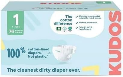 Generic Kudos Chlorine Free Premium Diapers, 100% Cotton-Lined (Select Size and Count) (Size