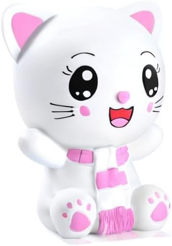 H&W Kitten Money Bank (Pink) - Shatterproof Cat Piggy Bank, First Coin Bank, Best Christmas Birthday Gift for Kids,