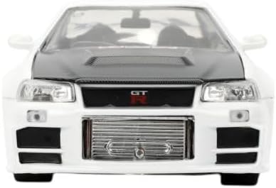 1:24 2002 (R34), 8+(Glossy Jada Toys JDM Tuners Die-Cast Nissan Skyline GT-R Opening Doors, Detailed Interior, Rubber