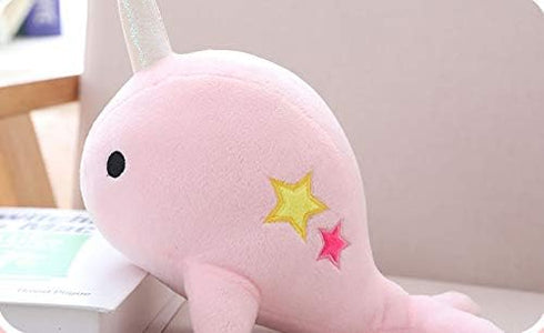 Cute Pink Narwhal Stuffed Animal Plush Toy, Adorable Soft Whale Plushies for Babies, Kids, Toddlers