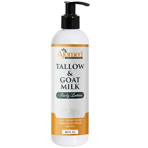 (12oz Tallow & Goat Milk Body Lotion, dry, Sensitive Skin, moisturizier Lotion - tallow for skin cream, Soothes Dry