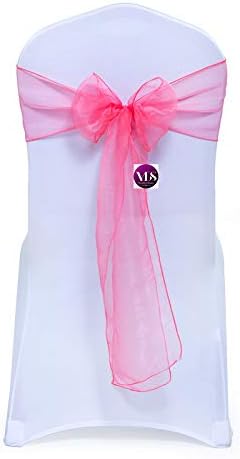 Pack 50 VDS of Organza Chair Sashes for Weddings & Events Dcor | Sheer Shiny Dining Chair Bows for Banquet, Party