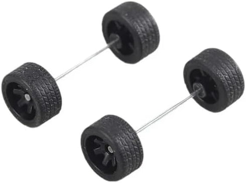 1 Pair Alloy Wheels Rims Tires Set 1:64 Scale, Rubber Tires for Model Alloy and Accessories, Wheels and Tires