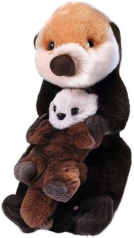 12 inches, Wild Republic Mom and Baby Sea Otter, Stuffed Animal, Gift for Kids, Plush Toy, Fill is Spun Recycled Water
