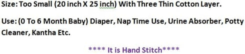 Pack 5 20 25 inch 0 6 Baby Hand Stitch Cotton Crib Sheet Kantha Nap use of Size X (Age to Month)