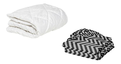 BKB Porta Crib Mattress Protector and 2 Chevron Sheets, Black