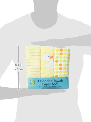 Set Set, Pack 3, Spasilk Hooded Towel for Newborn Boys and Girls, Soft Terry Towel of Yellow Duck
