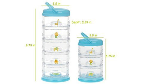 Packin' 5 Innobaby Smart Stackable and Portable Storage System for Formula, Baby Snacks and More. Stackable Cups