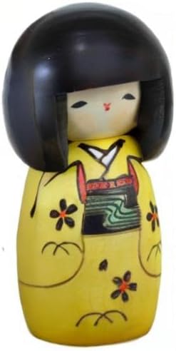 Usaburo Sosaku Kokeshi Doll Osanago, Small Size, Yellow Color, Made in Japan