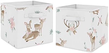 Sweet Jojo Designs Blush Pink, Mint Green and White Boho Organizer Storage