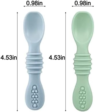 PandaEar 2 Pack Silicone Suction Plates for Baby, Divided Toddler Plate with 2 Spoons for Self Feeding (Crab & Bee -