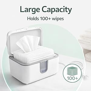 DAKONG Wet Wipes Heater , Baby Wipe Warmer, Night-Ready Warm Wipes Dispenser with Moisture Lock, Large Capacity