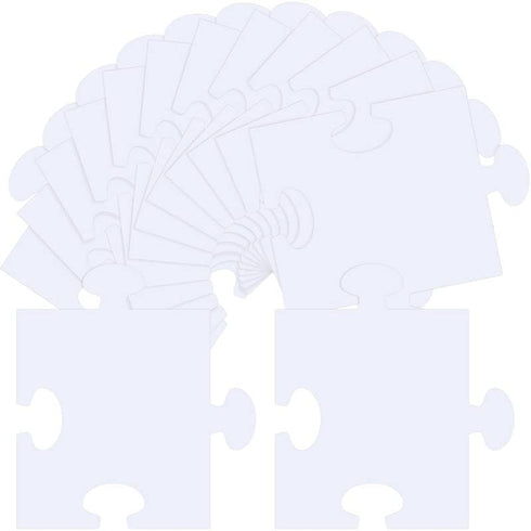 Glenmal 100 Pcs Large White Blank Puzzle Pieces, Oversize White Blank Papers for Art Display