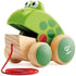Frog Pull-Along by Hape | Wooden Frog Fly Eating Pull Toddler Toy, 4.6 x 3.3 x 3.8 inches, Green