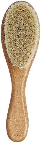 Baby Hair Brush with Wooden Handle - Natural Soft Goat Bristles for Newborns & Toddlers, Ideal Gift