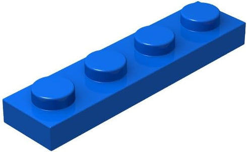 Classic Blue Plates Bulk - 100 Piece 1x4 Flat Building Plates Compatible with LEGO (Color: Blue)