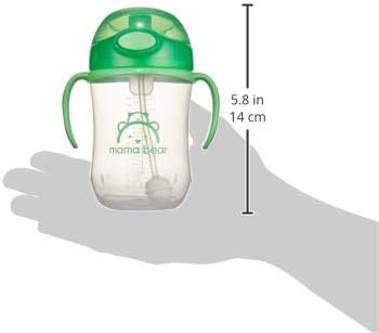 9 Pack 2 Amazon Brand - Mama Bear Spill Proof Dishwasher Safe Silicone Weighted Straw Sippy Cup with Removable Handles