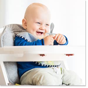 Silicone Baby Spoons for Baby Led Weaning, 2-Pack First Stage Feeding Spoon Set, Gum Friendly, BPA Free (Light Blue)
