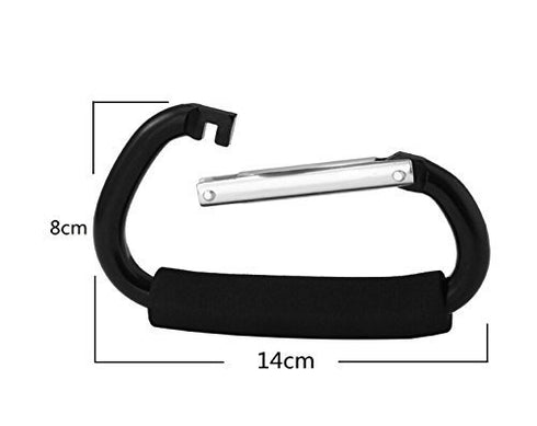 Newraturner Mommy, 2 Large Stroller Hooks for pcs Carabiner Stroller Hook Organizer for Hanging Purses, Diaper Bag