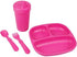Re-Play Toddler Dinnerware Set - Pink No-Spill Sippy Cup, 7" Divided Plate, Fork & Spoon - Dishwasher Safe, USA Made