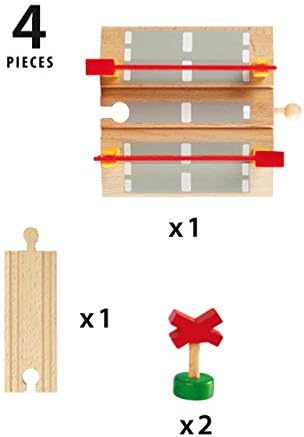 33388-4 Set 3 BRIO World Piece Railway Crossing | Fun and Interactive Wooden Train Accessory for Kids | Enhances