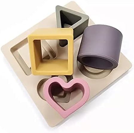 Baby Step Beige Silicone Shape Sorter Puzzle - Montessori Educational Toy for Toddlers 6-24 Months - Enhances Fine
