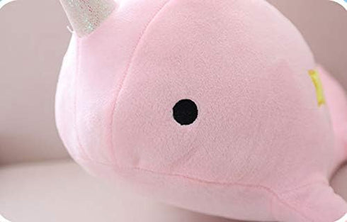Cute Pink Narwhal Stuffed Animal Plush Toy, Adorable Soft Whale Plushies for Babies, Kids, Toddlers