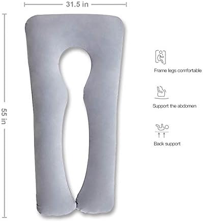 MJMH 55 inch Updated Large Inflatable Pillow Flocked Fabric Pregnancy Pillow Maternity Pillow Nursing Pillow Sleeping