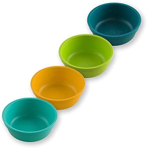 Re-Play 12 Oz. Toddler Bowls for Snack and Everyday Dining - Set of 3, Dishwasher & Microwave Safe - Aqua Asst. Plus