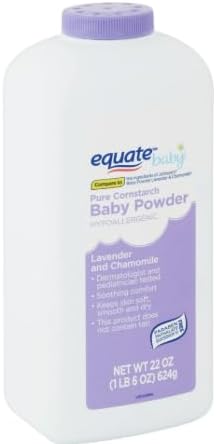 GENERIC Chamomile-Talc-Free(Pack 1, 22 Oz.) Equate Pure Cornstarch Baby Powder with Lavender
