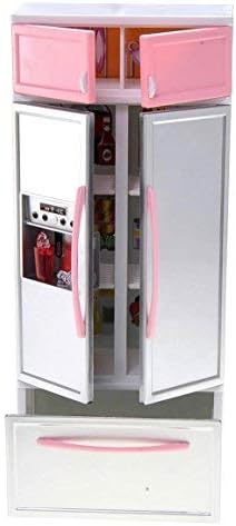 PowerTRC Mini Modern Doll Kitchen Play Set, Pink with Realistic Light & Sound for Kids
