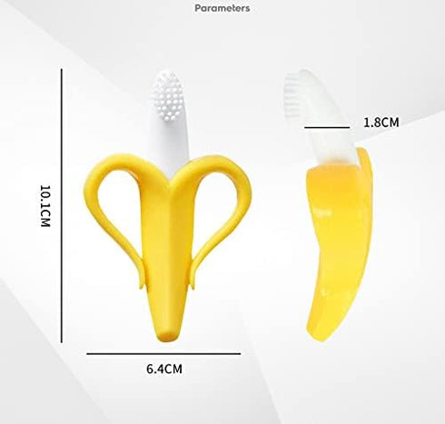 Banana Teether, Soothing Pain Relief Soft Silicone Train Baby Toothbrush, Teething Toys for Babies, Toddlers, Infants