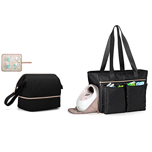 Fasrom Wearable Breast Pump Bag with Waterproof Mat Bundle with Breast Pump