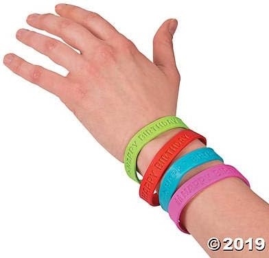 Fun Express Happy Birthday Rubber Bracelets, 24 Pieces, Educational Activities for Kids