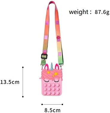 Gifts for Kids Rainbow Unicorn Purse Bag, Fashion Pop Purse Fidget Toy, Silica Dimple Crossbody Bag for Girls