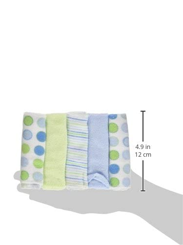 Set Set-Pack 20, Spasilk Washcloth Wipes For Newborn Boys And Girls, Soft Terry Washcloth Of Blue Dot
