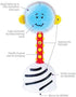 NogginStik Light-up Developmental Rattle - Color Changing, Textured, Mirror & Rattle Sound - Sensory Toy for Babies