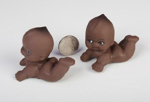 Pack of 24 Kewpie Babies - Brown Babies for Baby Shower Favors, Cake Decorations, 2-1/2" L x 2-1/4" H