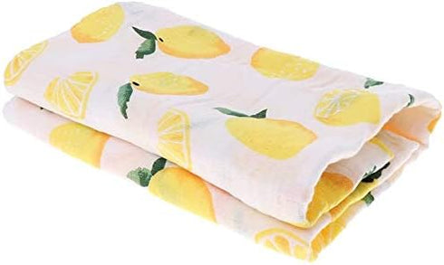 Baby Swaddle Blanket Unisex Boys Girls Cotton Muslin Swaddling Blanket Nursing Cover & Burping Cloth - Lemon by Taotenish